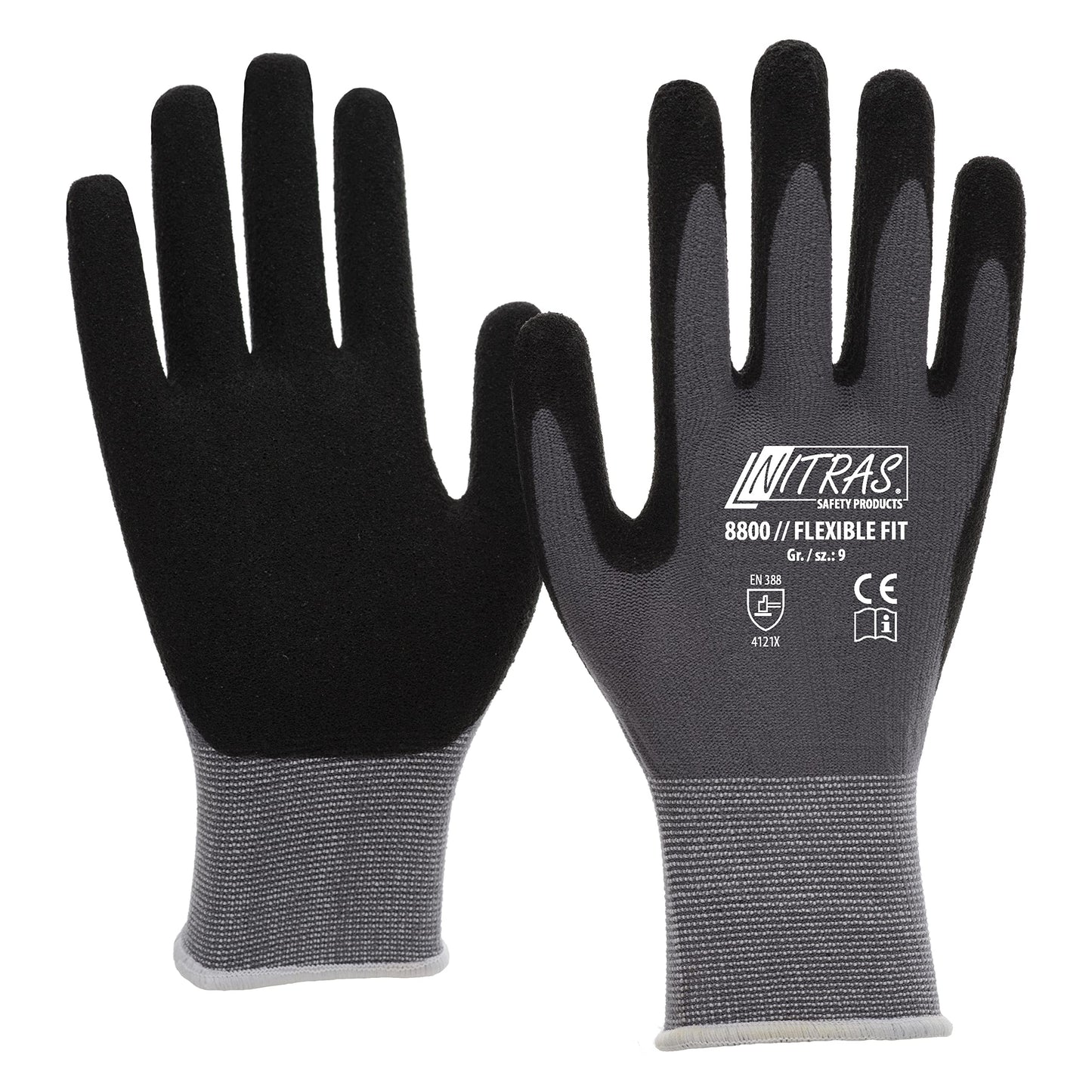 Nitras 8800 3 Pairs Flexible Fit Work Gloves, White, XL