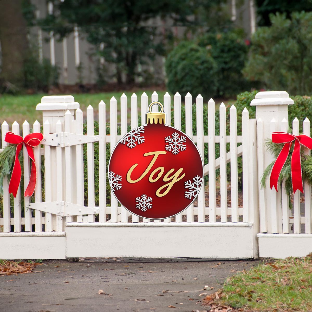 Christmas Ornament Joy Red Classic Yard Sign for Home Decor and Lawn Decoration With Stakes Merry Christmas Sign