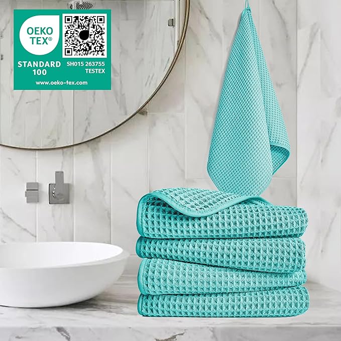 POLYTE 430 GSM Microfiber Lint Free Hand Towel, 16 x 30 in, 4 Pack