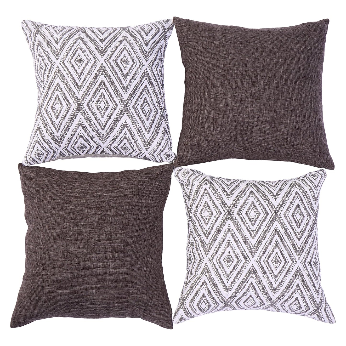 HPUK Decorative Throw Pillow Covers Set of 4 Square Couch Pillows Linen Cushion Cover for Couch Sofa Living Room, 18"x18" inches, Blue
