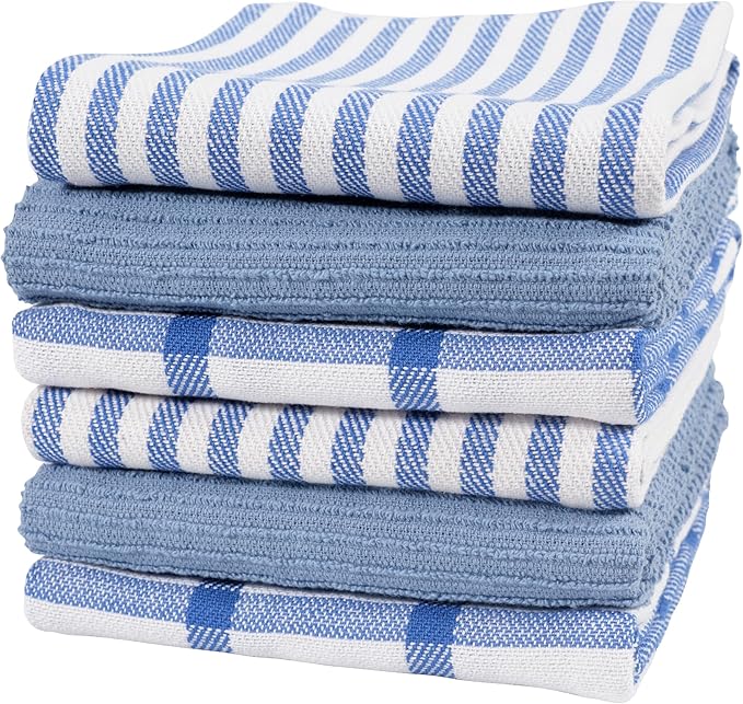 KAF Home Premium Kitchen Towels, Large 100% Cotton, Flat & Terry Absorbent Dish