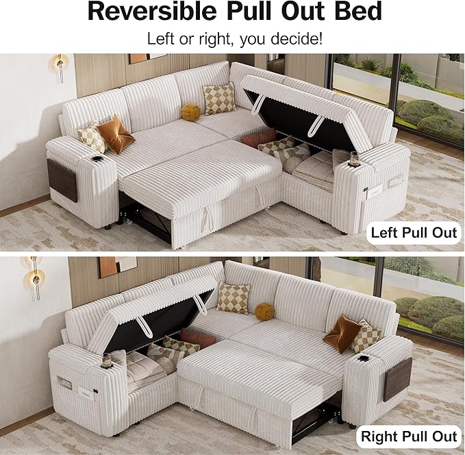 Vipbear 86" Modular Sectional Sleeper Sofa