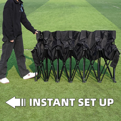G GOOD GAIN Portable Soccer Bench - Team Bench Soccer 6 Seats with Bag, Sideline Folding Bench, Folded Chair Seating 6 for Football Camp Outdoor Sport Events, Team Chairs for Adults, Black