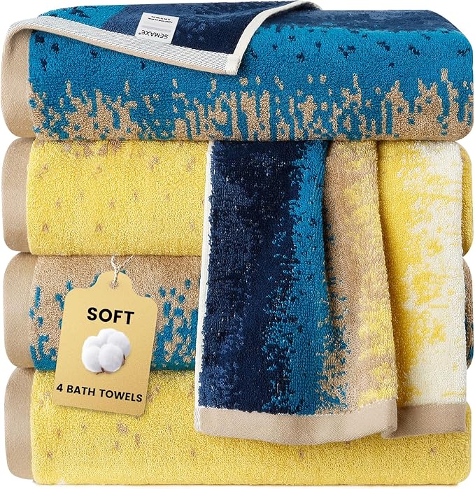 SEMAXE 4-Pack Luxury Bath Towels
