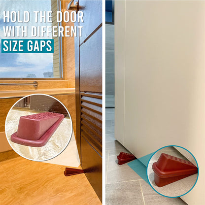 Door Wedge Stopper - 6 Pack (Maroon) - Classic Style - Rubber - Floor Mount - Doorstop