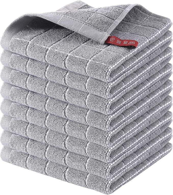 Homaxy 100% Cotton Terry Kitchen Dish Cloths, Ultra Soft and Absorbent Dish