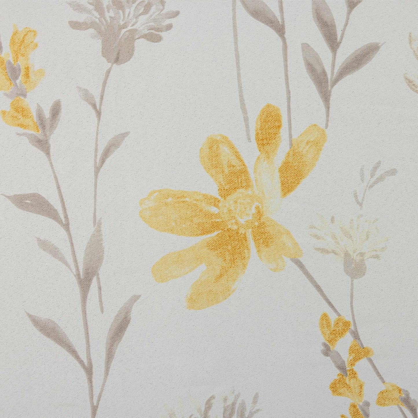 SUOUO Yellow Floral Blackout Curtains for Bedroom 96 inches Long Patterned Grey Leaf Thermal Insulated Window Drapes for Living Room 2 Panels