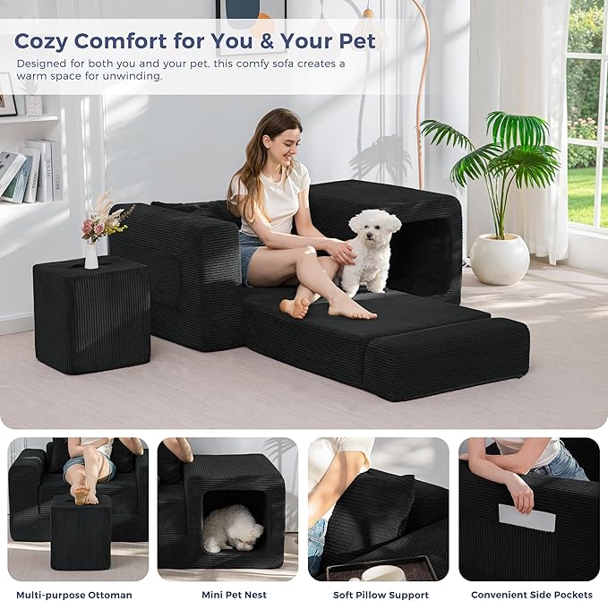 MAXYOYO Folding Sofa Couch, Convertible Floor Sofa