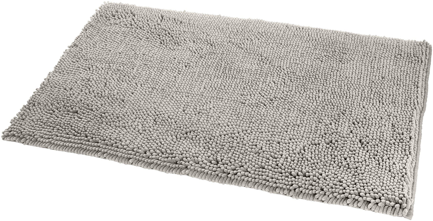 Amazon Basics Non-Slip Chenille Microfiber Bathroom Bath Mat, 53 x 87 cm, Platinum