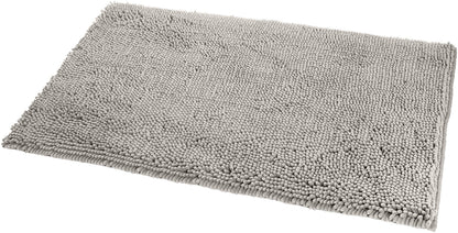 Amazon Basics Non-Slip Chenille Microfiber Bathroom Bath Mat, 53 x 87 cm, Platinum