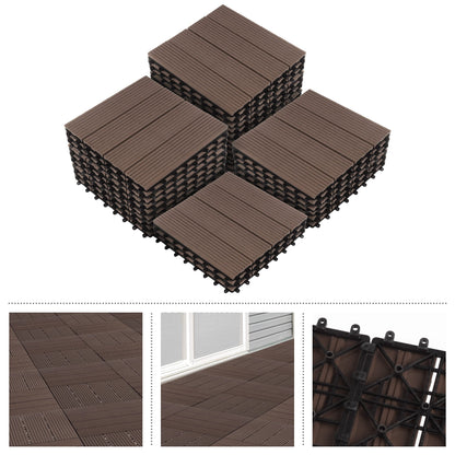 Interlocking Deck Tiles - 30-Pack 11.6-in Wood Plastic Composite All-Weather Outdoor Flooring Balcony Poolside or Patio by Pure Garden (Mocha Brown)