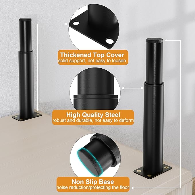 Metal Adjustable Furniture Legs 7-12.6 inch, Wlrrcwdttc Bed Support Legs