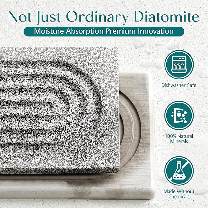Stone Kitchen Sink Faucet Mat, Premium Upgraded Diatomite Drying Stone Mat &