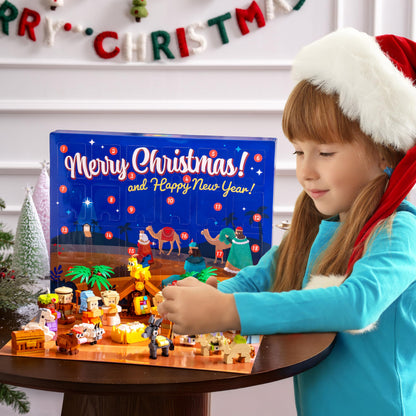 JOYIN 2025 Nativity Advent Calendar Building Blocks, 24 Days Christmas Themed Building Blocks, Xmas Party Favor Supplies for Boys Girls, Kids Xmas Fun Gifts, Countdown Calendar (3+)