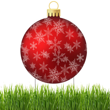 Rogue River Tactical Christmas Classic Yard Sign for Home Decor and Lawn Decoration With Stakes Red Ornament Snowflakes