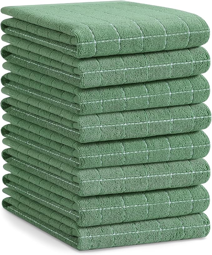 Homaxy 100% Cotton Terry Kitchen Towels, Checkered Designed, Soft and Super