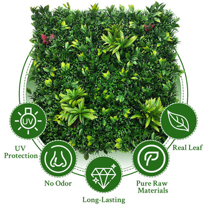 ODTORY Artificial Boxwood Panels: 20"x20" 12P UV-Anti Fake Grass Ivy Privacy Hedge Greenery Backdrop Fence Wall Screen for Garden Fence Covering Privacy, Outdoor Indoor Home Decor