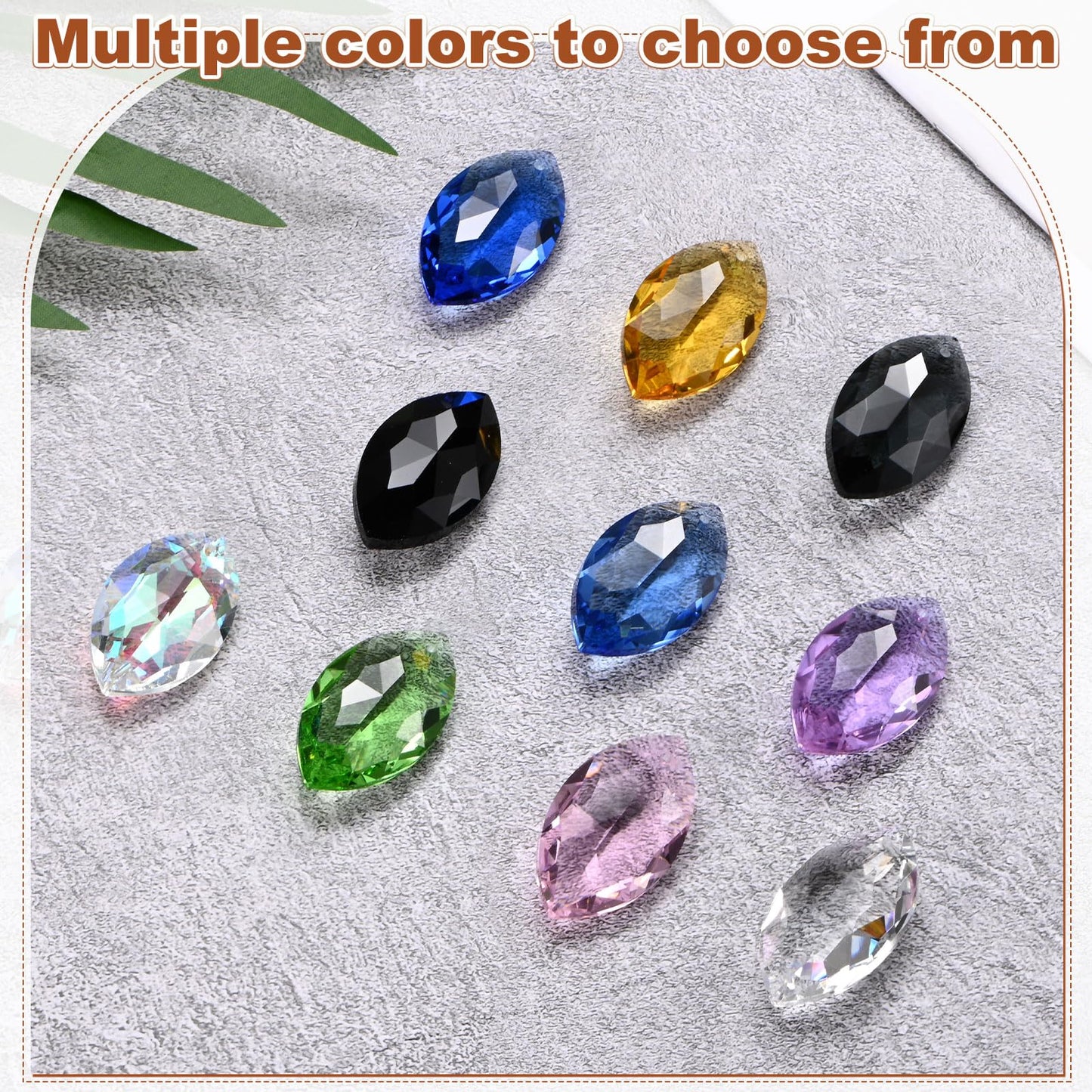 M METERXITY 8-Pack Crystal Horse Eye Prisms, 38mm/1.5 Inch Chandelier Pendant Maker Hanging Crystals Chandelier Prisms for Home/Windows/Garden/DIY Decoration[Purple]