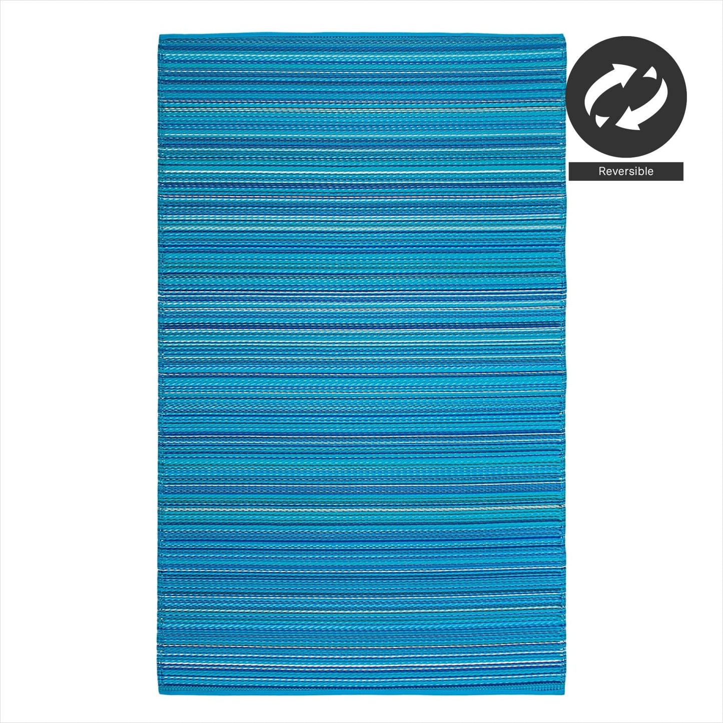 FH Home Outdoor Camping Rug - Waterproof, Fade Resistant, Reversible - Premium Recycled Plastic - Striped - Large Patio, Deck, Sunroom, RV - Havana - Turquoise - 9 x 18 ft Foldable