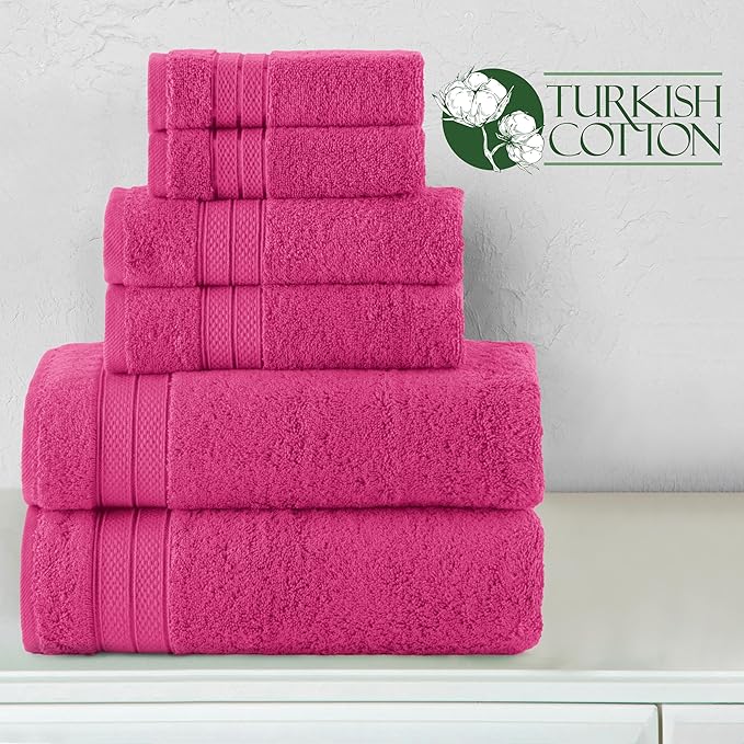 Elegant Comfort Luxury 6-Piece Towel Set, Premium Soft 100% Turkish Cotton