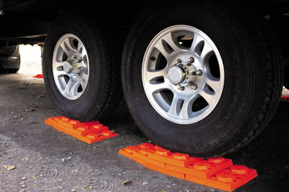 Tri-Lynx Lynx Levelers RV/Trailer/Motorhome/Vanlife interlocking Leveling Blocks with Nylon Storage Bag for most Leveling and Stabilizing functions. 10 Pack, Orange, 00015, Made in USA.