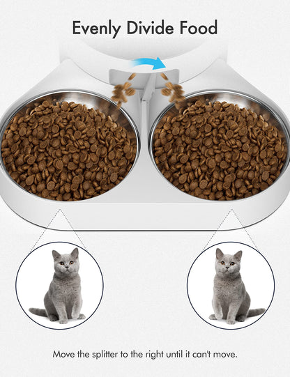 PETLIBRO Pet Food Splitter with Stainless Steel Bowls, Automatic Cat Feeder Bowls for Two Cats or Dogs, Suitable for PETLIBRO Automatic Cat Feeder PLAF005, PLAF006, PLAF103, PLAF203