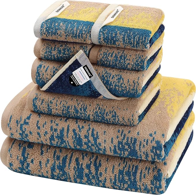 SEMAXE Colorful Bath Towel Set, 100% Cotton Bathroom Towels