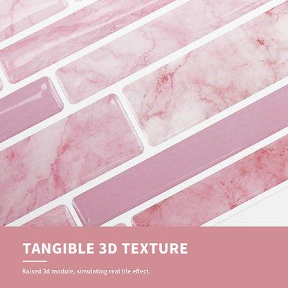 Alwayspon 9.69x4.72inchx10Pcs Marble Subway 3D Self Adhesive Wall Tile Sticker, Peel and Stick Adhesive Waterproof Backsplash Stick on Tile Decal for Kitchen Bathroom Wall, Pink