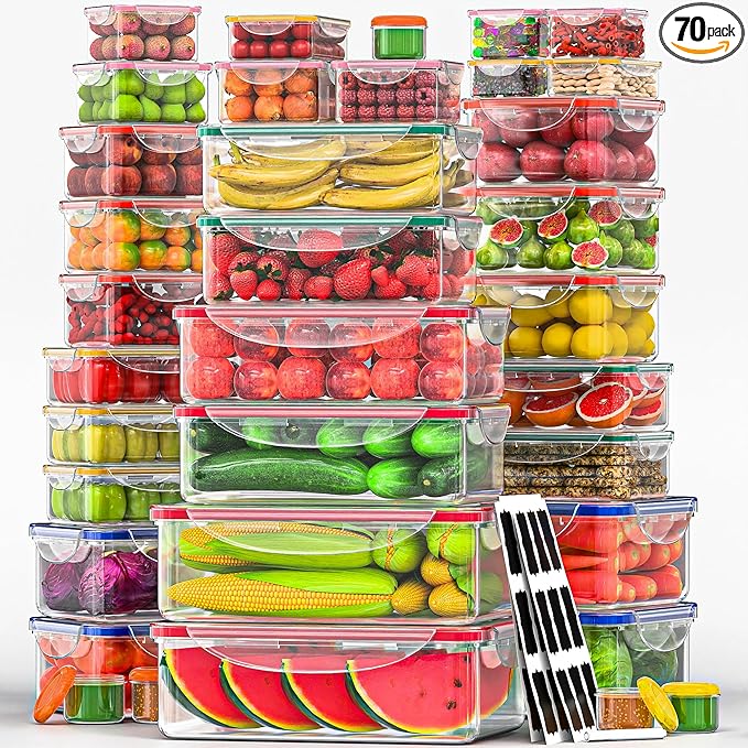 70 Pcs Large Food Storage Containers