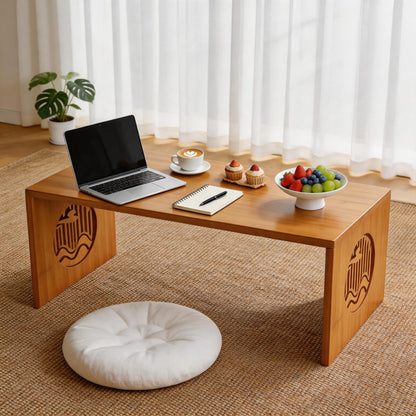 Ekjkldo Folding Coffee Table, Foldable Japanese Floor Table No Assembly, Low Coffee Table for Sitting On The Floor, Small Coffee Tables for Living Room Meditation Tea Room Tatami Dining 39.4 Inch
