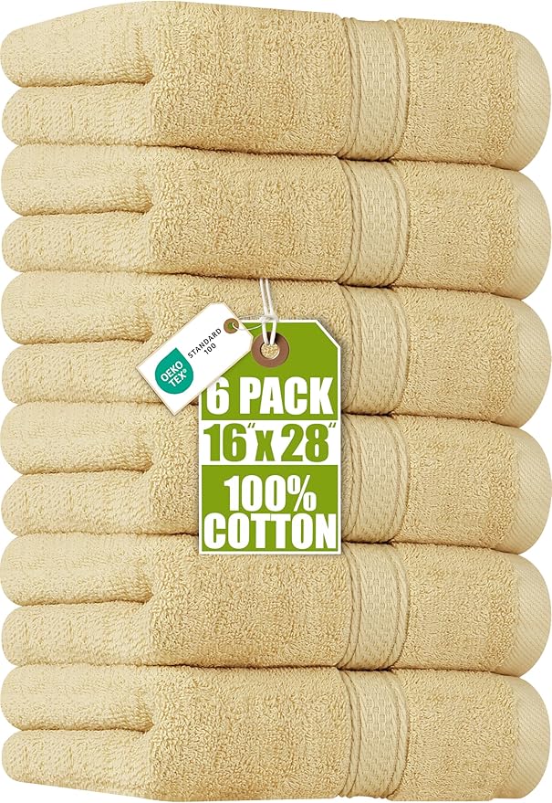 Utopia Towels 6 Pack Premium Hand Towels Set, 16 by 28 inches, 100% Ring Spun