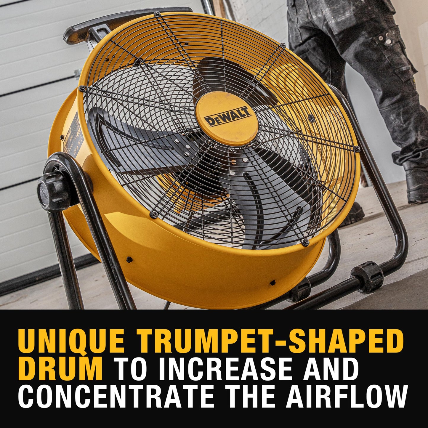 DEWALT DXF2042 Industrial Fan, 20 Inch High Velocity Fans with 3-Speed Adjustable Tilting Head, Drum Fan for Outdoor, House and Warehouse, Yellow