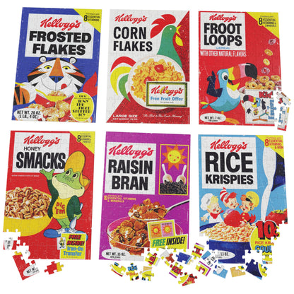 Spin Master Games, Kellogg's Cereal 100-Piece Puzzles 6-Pack, Square Cereal Boxes Puzzle Gift Set, Froot Loops, Rice Krispies, Raisin Bran, Corn Flakes, Frosted Flakes, Honey Smacks for Ages 4 & Up