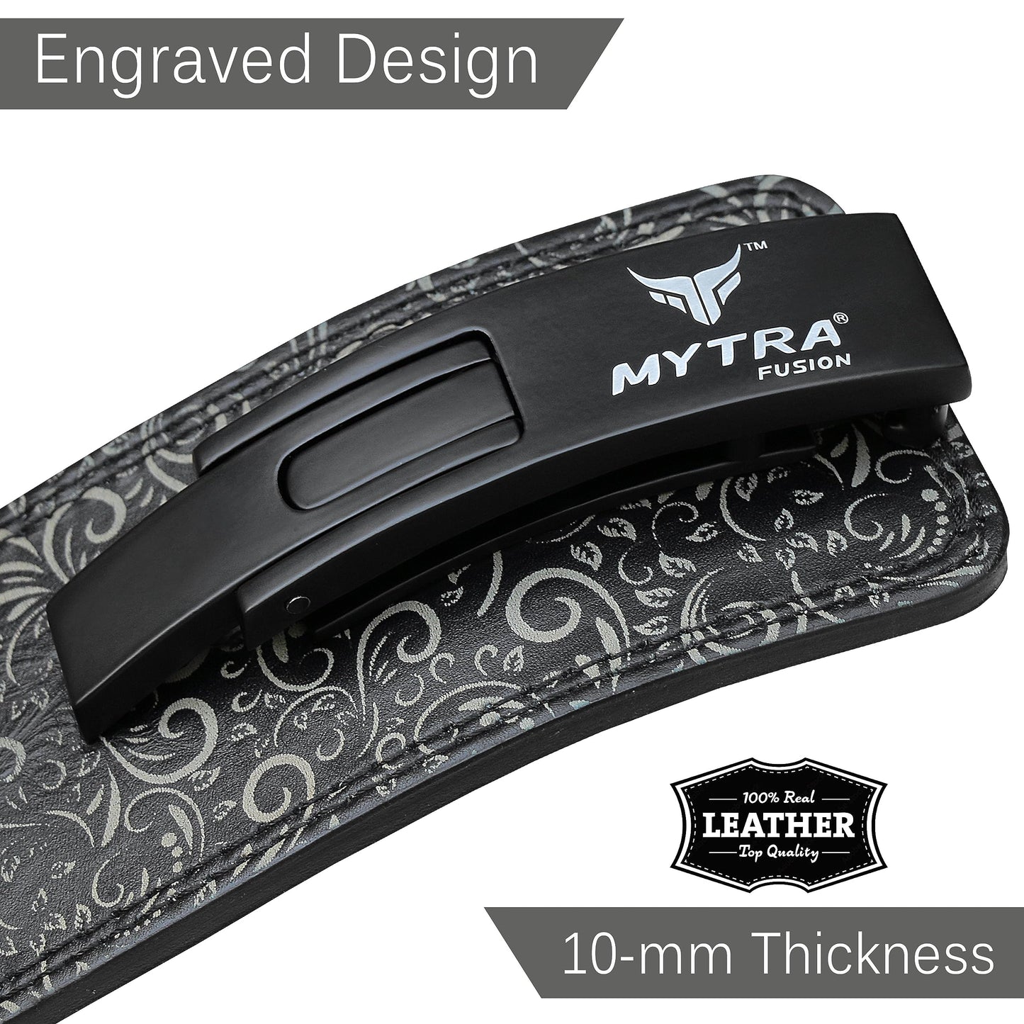 Mytra Fusion Gym Belt whit Buckle Weight Lifting Belt for Gym, Fitness, Workout, women & men Weightlifting Belt (Black, M)