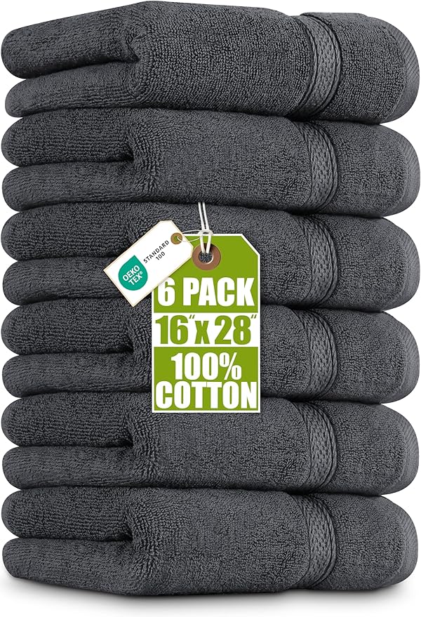 Utopia Towels 6 Pack Premium Hand Towels Set, 16 by 28 inches, 100% Ring Spun