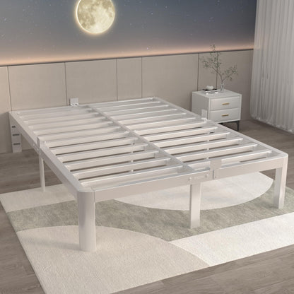 ITIMIDI 12 Inch White King Size Bed Frame, Metal King Platform Bed Frames with Round Corner Legs, Heavy Duty Steel Support 3500 LBS, Storage Space, No Box Spring Needed, Noiseless, Easy Assembly