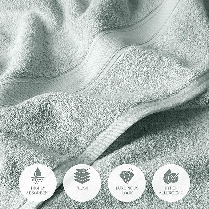 SUPERIOR Egyptian Cotton Pile 6 Piece Towel Set, Includes 2 Bath, 2 Hand