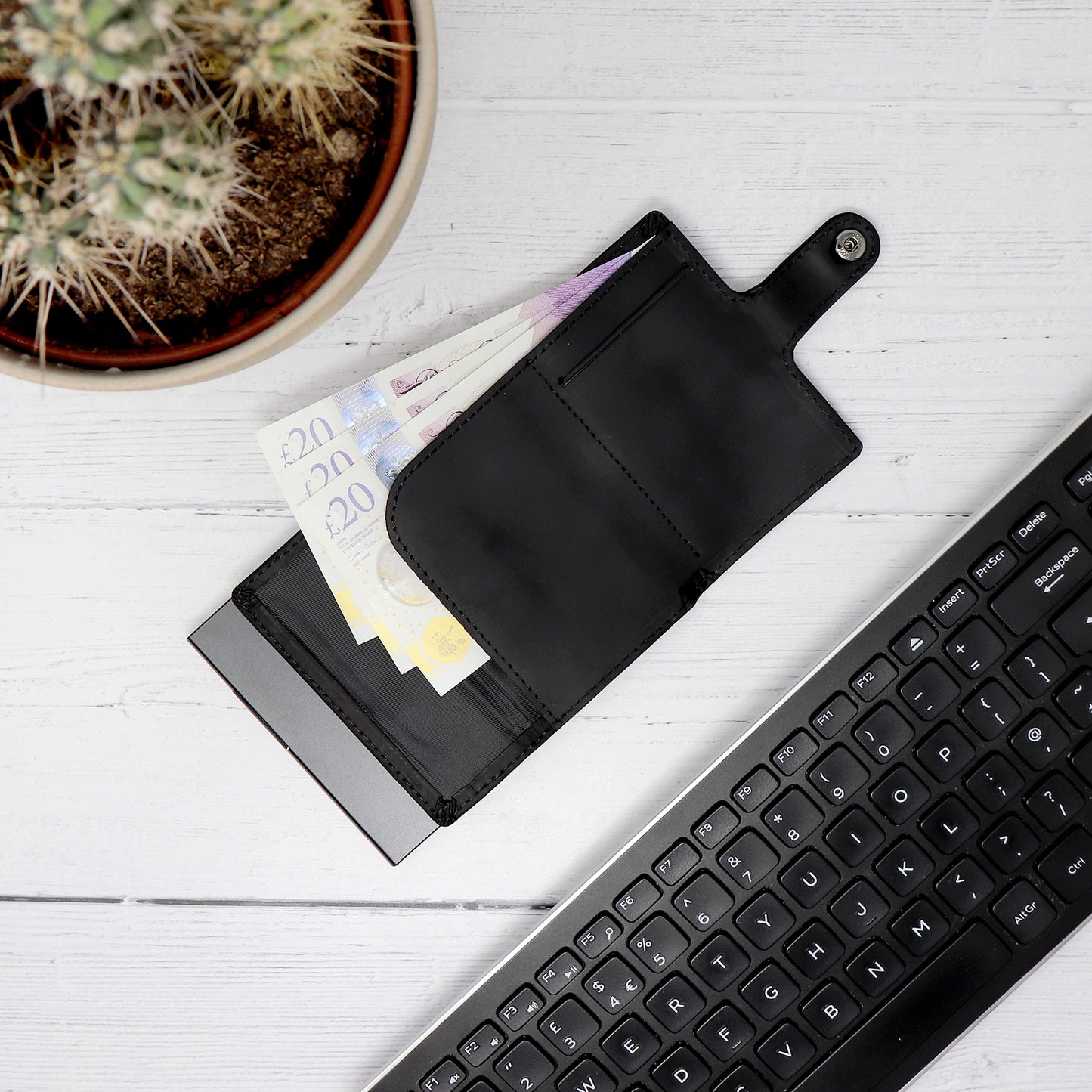 Stealth Wallet - Smart Minimalist Card Holders - RFID/NFC Blocking Pop Up Wallets with Gift Box - Credit Cards Holder & Contactless Protection (Black with Black Crazy Horse Leather and Coin Pocket)