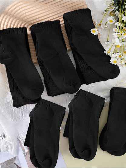 Bencailor 6 Pairs Women Slouch Socks Soft Cotton Scrunch Sock Knee High Stacked Boot Socks for Women Men 80s 90s(Black,5-9)