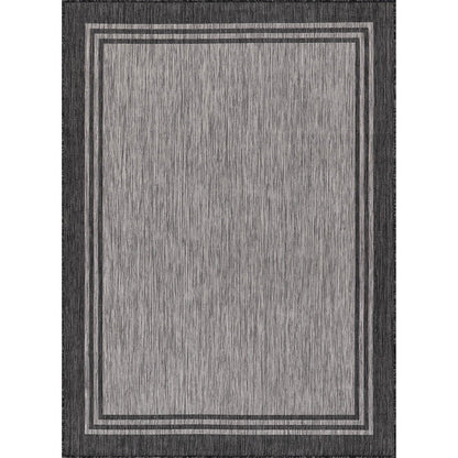 Luul Home Bordered Outdoor Rug 10x14 Washable Outside Carpet for Indoor Patio Porch Waterproof Easy Cleaning Non Shedding Area Rugs Dark Gray 10 x 14