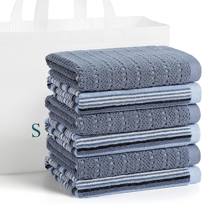 Kitchen Dish Towels for Drying Dishes, Large Cotton Kitchen Towels, Stripped