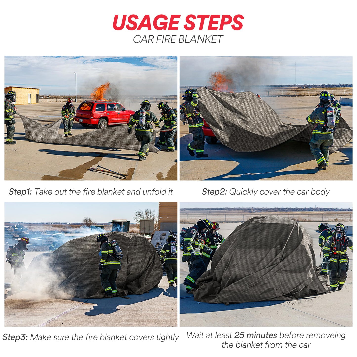 NEZUIBAN Car Fire Blanket – Extra-Large Fire Suppression for Cars, SUVs & EVs,Emergency Fire Blanket with Waterproof Backpack for Garage, Parking & Public Safety 20FT* 24FT