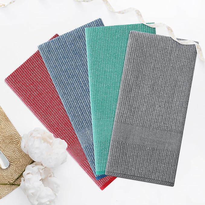Homaxy Premium Kitchen Towels, Large Cotton Kitchen Hand Towels, Flat and Terry