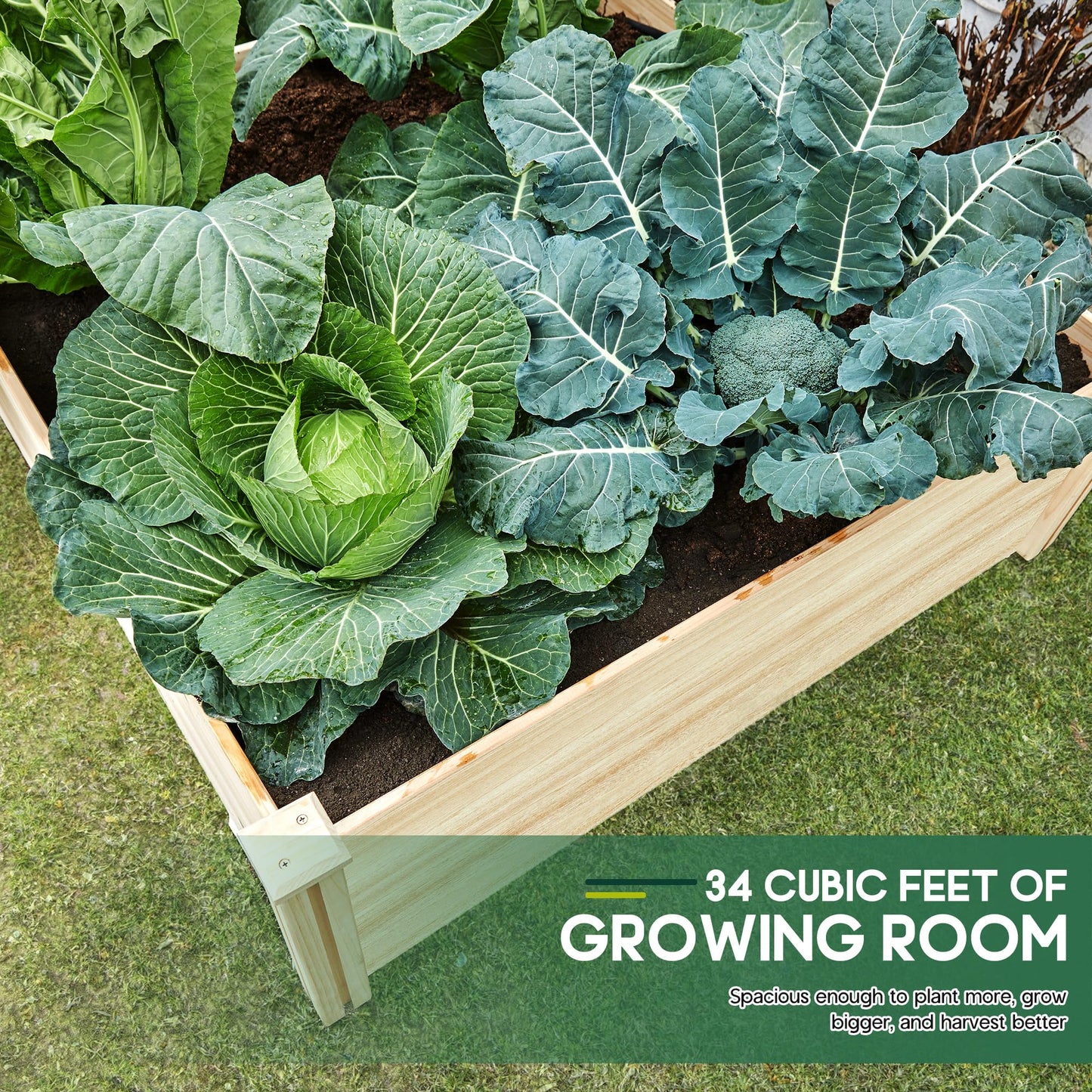 SPECRAFT 8x4 Ft Wood Raised Garden Bed, Durable 15 Inch Depth Planter Box for Vegetables, Herbs, and Flowers, Ideal for Outdoor Gardening with Open Base