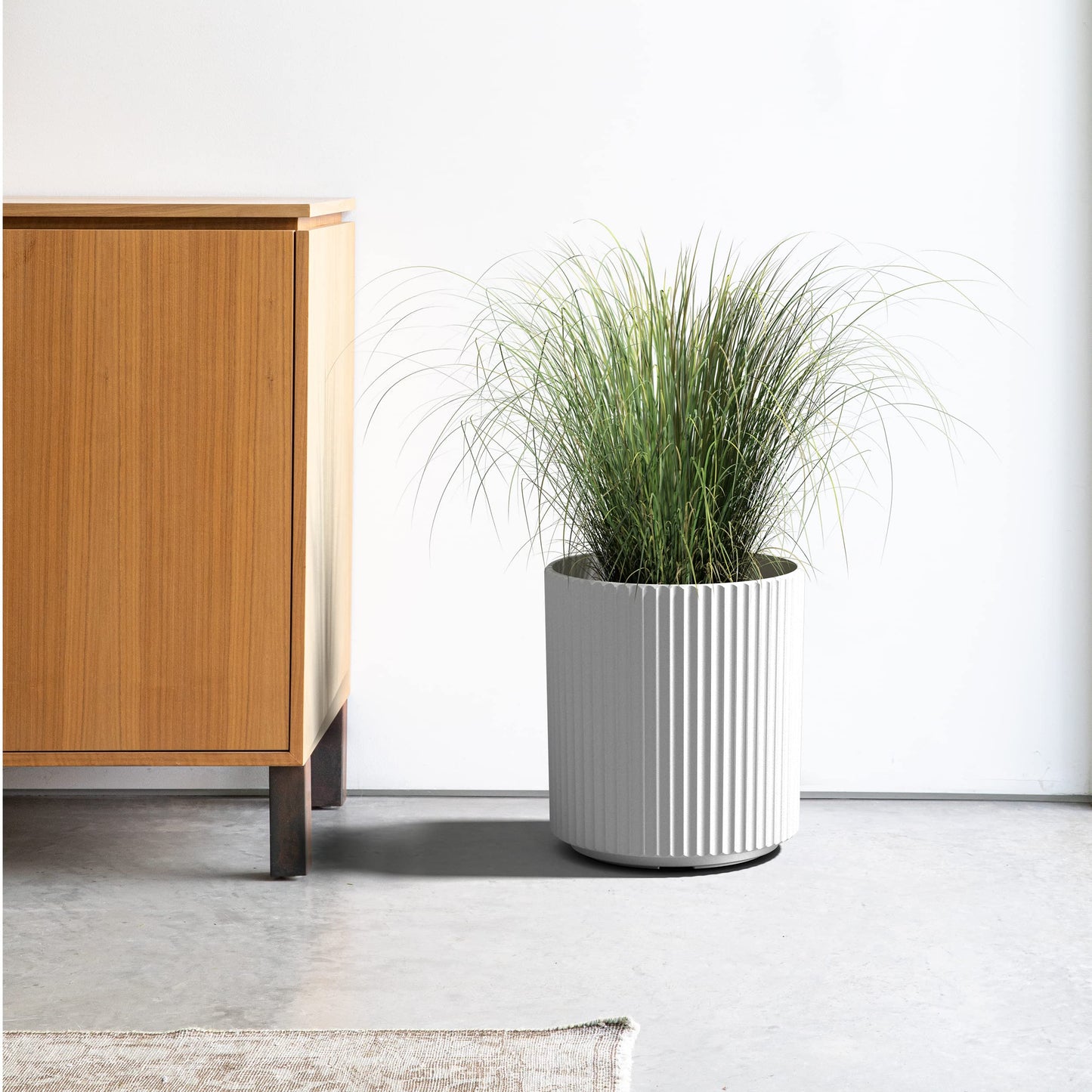 Veradek Demi Series Round Planter for Porch, Patio, Backyard | Durable Plastic-Concrete Material | Modern Décor for Tall Plants, Flowers