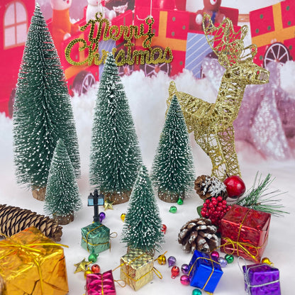 NotiGat mini Christmas Tree Bottle Brush Christmas Trees with Wooden Bases Christmas Decorations for Party Table top decer Christmas Tree （5pcs）