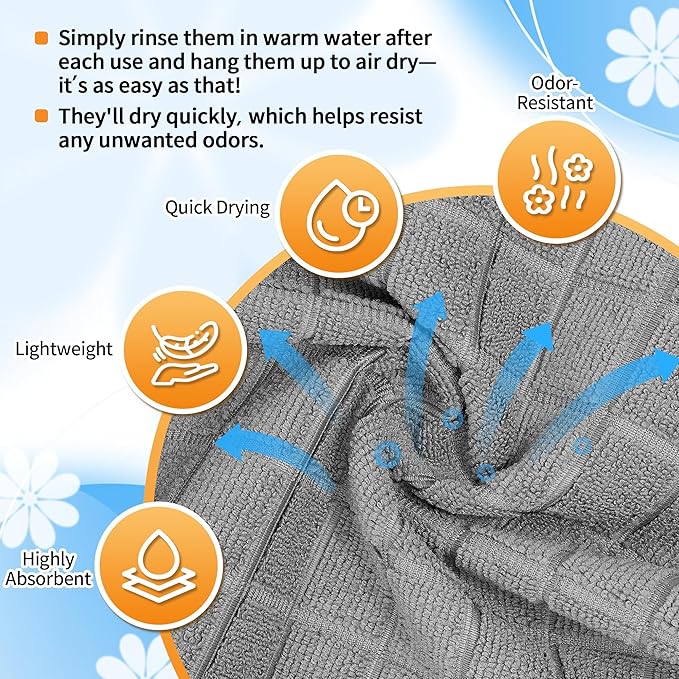 HOMERHYME Microfiber Washcloths, 12 Pack Wash Cloths Face Towels, Soft Lint