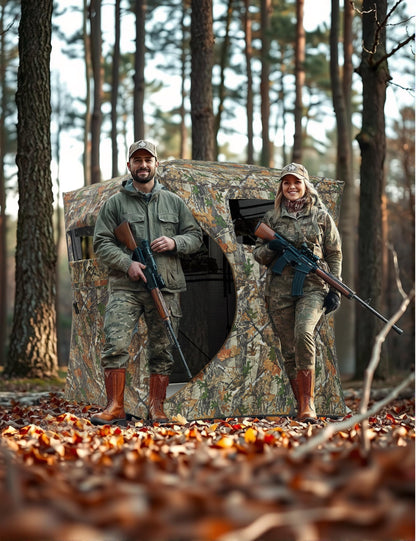 GarveeLife Portable Pop-Up Hunting Blind - 270° See-Through Windows & Silent Door, Waterproof Lightweight Camouflage Tent for Deer Turkey Hunting