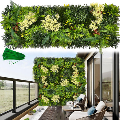 ODTORY Artificial 3D Plant Wall Panels: 60"x20" UV-Anti Faux Grass Wall Backdrop Boxwood Ivy Fence Privacy Screen Fake Greenery Leaf Hedge for Outdoor,Indoor,Garden,Backyard and Home Decor