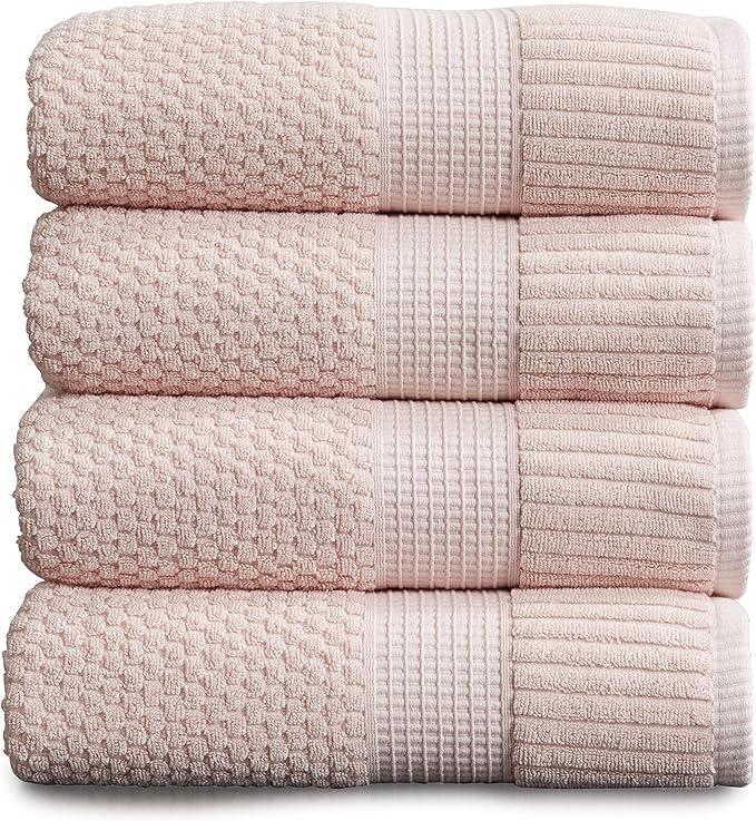 NY Loft 100% Cotton Bath Towel 4 Pack | Super Soft & Absorbent Quick-Dry Bath